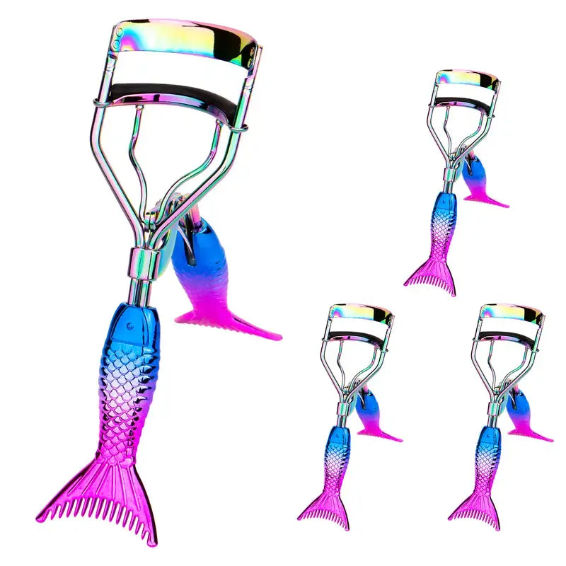 ’1Pc Gradient Purple Curled Upswept Lashes for All Eyes’ - Blue gradient powder mermaid handle eyelash curler