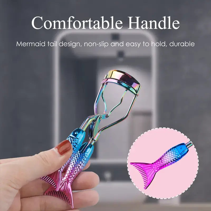 ’1Pc Gradient Purple Curled Upswept Lashes for All Eyes’ - Blue gradient powder mermaid handle eyelash curler