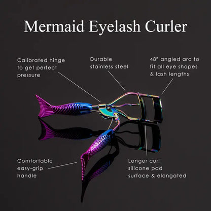 ’1Pc Gradient Purple Curled Upswept Lashes for All Eyes’ - Blue gradient powder mermaid handle eyelash curler