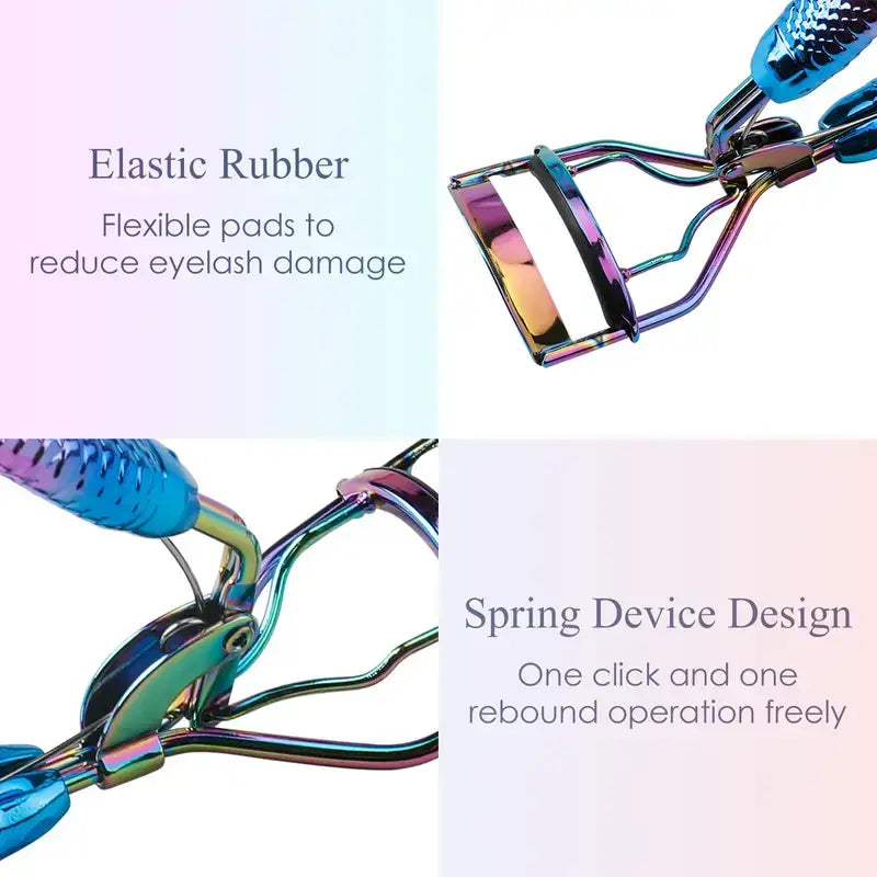 ’1Pc Gradient Purple Curled Upswept Lashes for All Eyes’ - Blue gradient powder mermaid handle eyelash curler